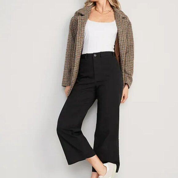 High-Waisted Wide-Leg Cropped Chino Pants - Picture 1 of 3
